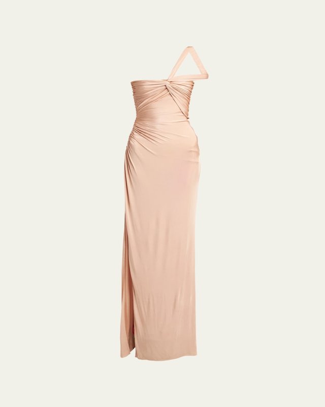 One-Shoulder Ruched Gown